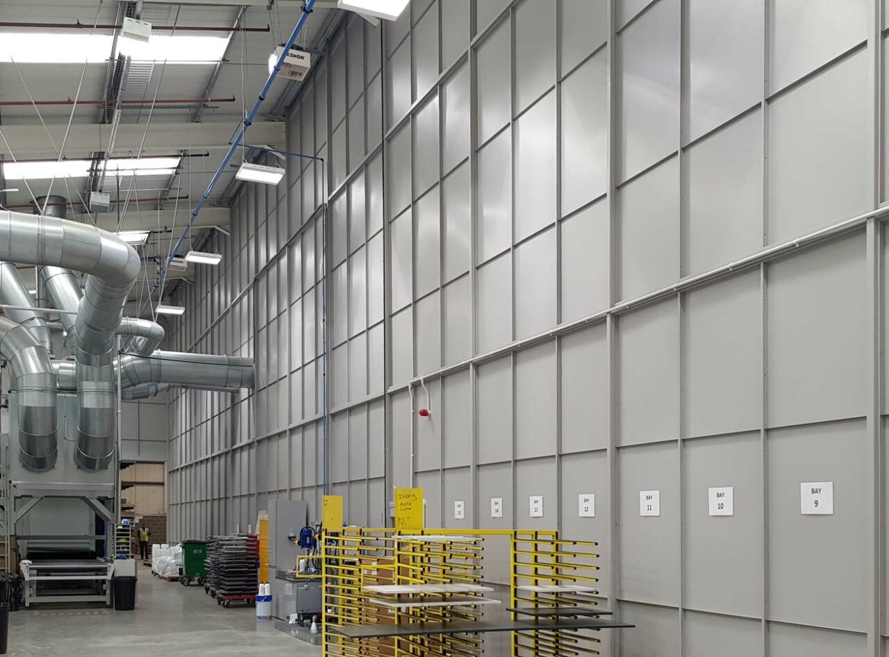 Warehouse steel partitioning.